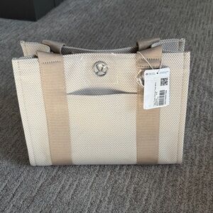 Lululemon Two Tone Beige Canvas Tote Bag - new with tags